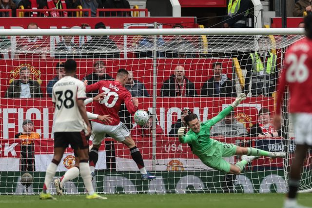 Benjamin Sesko of Manchester United scores to make it 2-0 during the Premier League match Manchester United vs Liverpool at Old Trafford, Manchester, United Kingdom on 03 May 2026

(Photo by Mark Cosgrove/News Images)