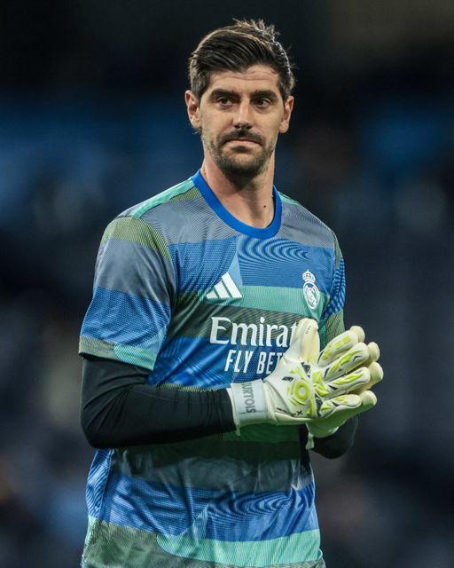 Real Madrid goalkeeper Thibaut Courtois in the pregame warmup session during the UEFA Champions League last 16 second leg match Manchester City vs Real Madrid at The City of Manchester Stadium, Manchester, United Kingdom on 17 March 2026

(Photo by Mark Cosgrove/News Images)