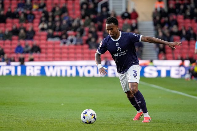 Zak Sturge of Millwall controls the ball  during the Sky Bet Championship match Stoke City vs Millwall at Bet365 Stadium, Stoke On Trent, United Kingdom on 21 April 2026

(Photo by Maynard Manyowa/News Images)