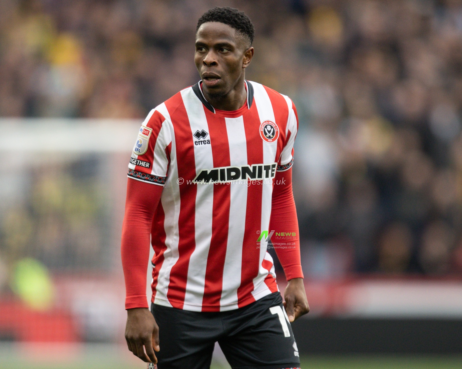 Chiedozie Ogbene of Sheffield United during the Sky Bet Championship match Sheffield United vs Watford at Bramall Lane, Sheffield, United Kingdom, 18th October 2025

(Photo by Richard Bierton/News Images)
