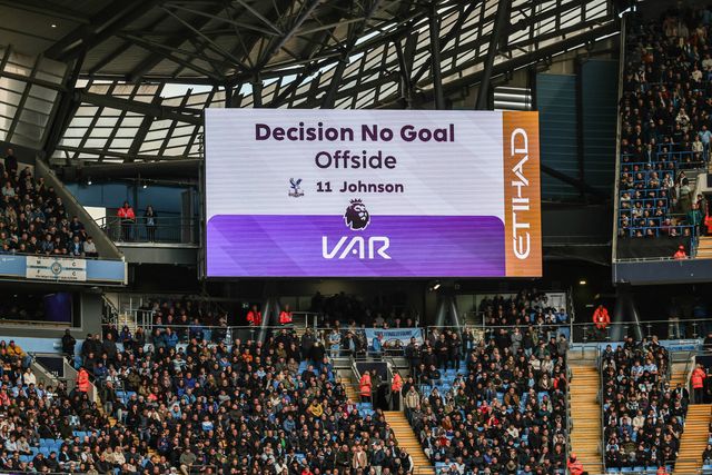 VAR rule out a goal for Jean-Philippe Mateta of Crystal Palace for offside during the Premier League match Manchester City vs Crystal Palace at Etihad Stadium, Manchester, United Kingdom on 13 May 2026

(Photo by Mark Cosgrove/News Images)