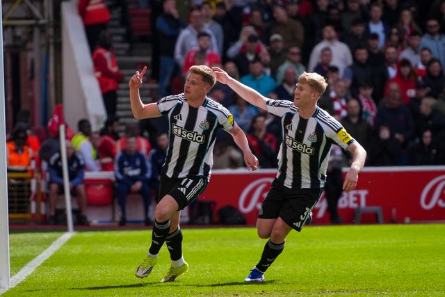Harvey Barnes of Newcastle United celebrates his goal to make it  0-1 during the Premier League match Nottingham Forest vs Newcastle Untied at City Ground, Nottingham, United Kingdom on 10 May 2026

(Photo by Maynard Manyowa/News Images)