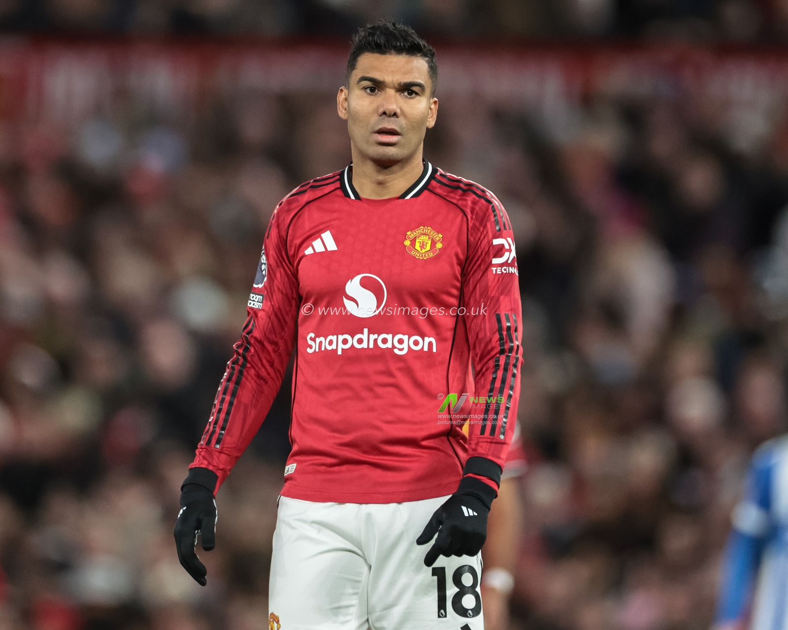 Goal scorer Casemiro of Manchester United during the Premier League match Manchester United vs Brighton and Hove Albion at Old Trafford, Manchester, United Kingdom, 25th October 2025

(Photo by Mark Cosgrove/News Images)