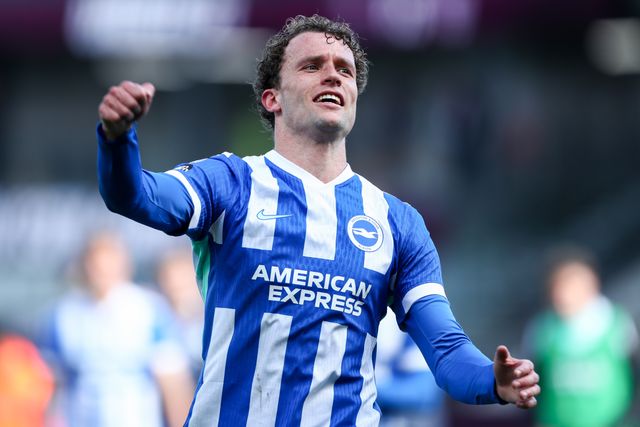 Mats Wieffer of Brighton & Hove Albion celebrates 0-2 win after the Premier League match Burnley vs Brighton & Hove Albion at Turf Moor, Burnley, United Kingdom on 11 April 2026

(Photo by Jorge Horsted/News Images)