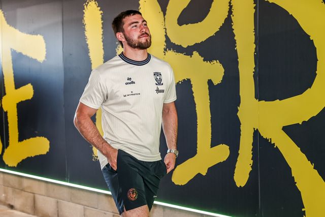Adam Holroyd of Warrington Wolves arrives during the Betfred Super League round 12 match Warrington Wolves vs Bradford Bulls at The Halliwell Jones Stadium, Warrington, United Kingdom on 24 May 2026

(Photo by Alfie Cosgrove/News Images)