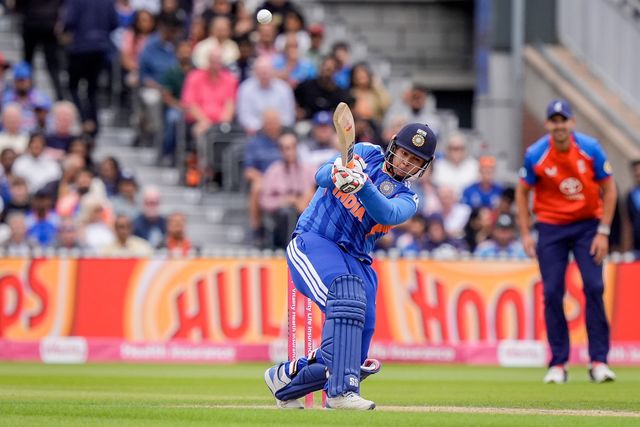 Vaibhav Sooryavanshi of India batting during the Second Vitality T20 International match England vs India at Old Trafford, Manchester, United Kingdom on 04 July 2026

(Photo by Maynard Manyowa/News Images)
