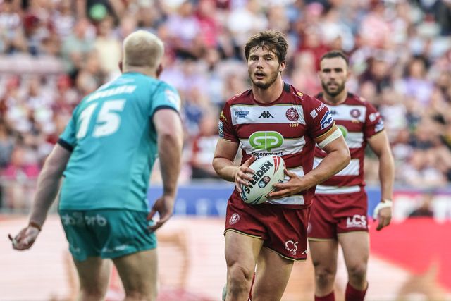 Ethan Havard of Wigan Warriors in action during the game during the Betfred Super League round 18 match Wigan Warriors vs Huddersfield Giants at The Brick Community Stadium, Wigan, United Kingdom, 11th July 2025

(Photo by Alfie Cosgrove/News Images)
