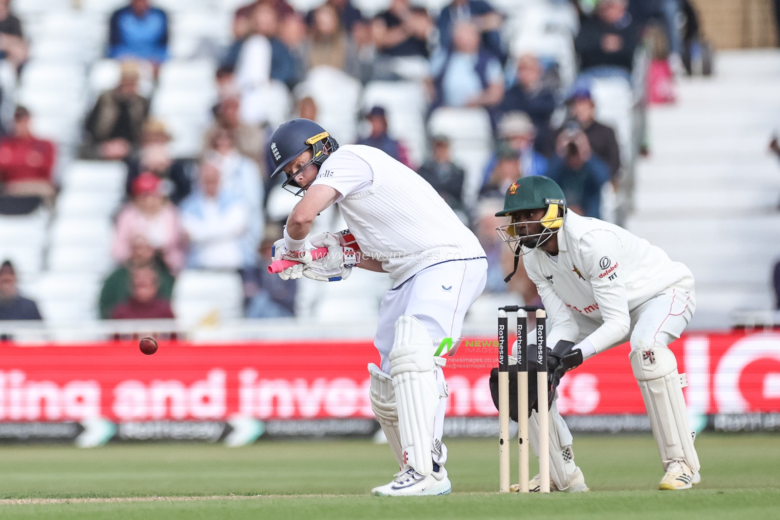 Ollie Pope of England hits a four and makes his century during the Rothesay Test Match Day 1 England vs Zimbabwe at Trent Bridge, Nottingham, United Kingdom, 22nd May 2025

(Photo by Mark Cosgrove/News Images)