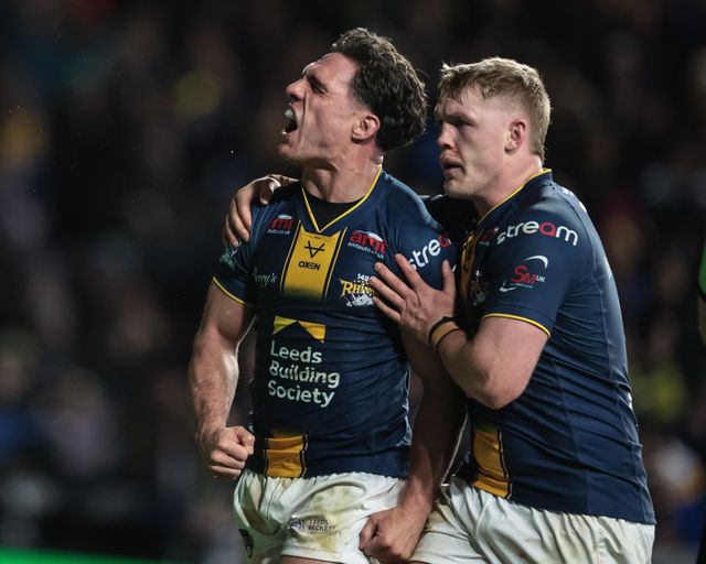 Brodie Croft of Leeds Rhinos celebrates his try during the Betfred Super League Round 2 match Leeds Rhinos vs York Knights at AMT Headingley Stadium, Leeds, United Kingdom on 20 February 2026

(Photo by Mark Cosgrove/News Images)