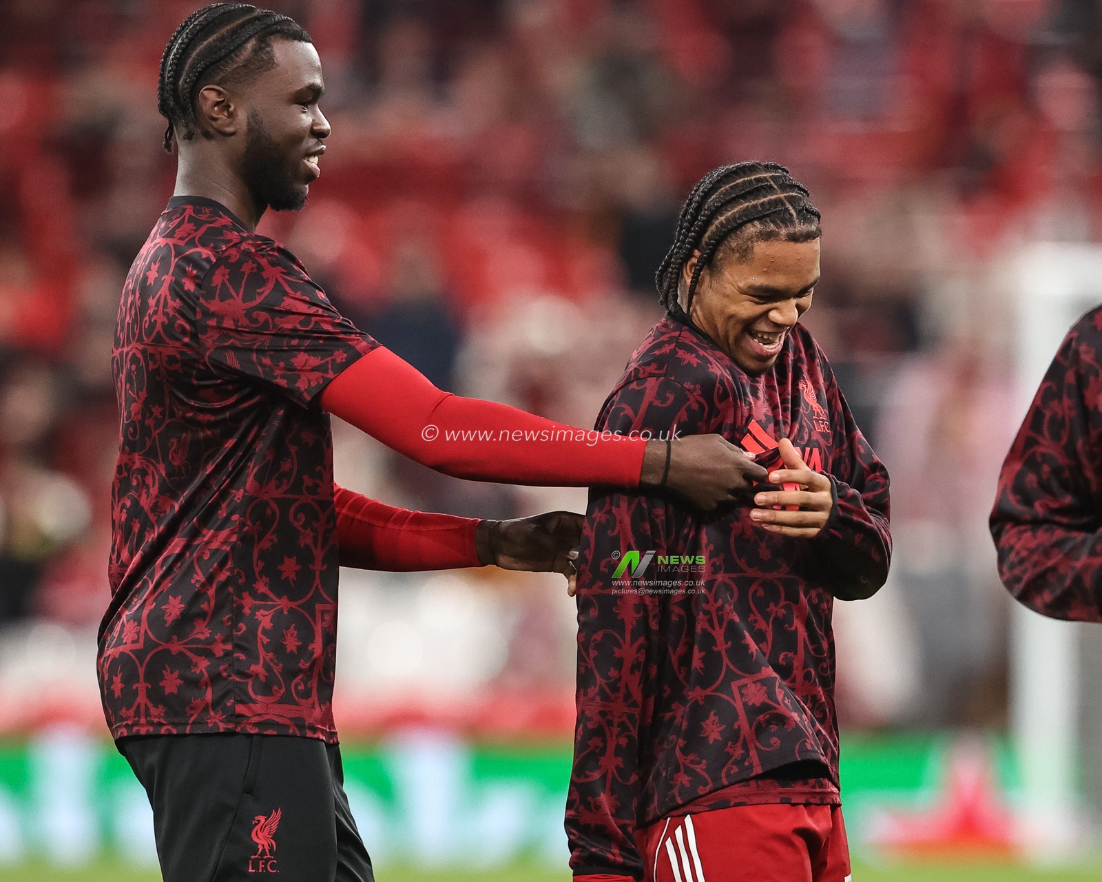 Rio Ngumoha of Liverpool in the pregame warmup session during the UEFA Champions League last 16 second leg match Liverpool vs Galatasaray at Anfield, Liverpool, United Kingdom on 18 March 2026

(Photo by Alfie Cosgrove/News Images)