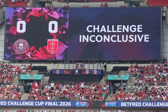 Captains challenge inconclusive during the Betfred Challenge Cup Final match Wigan Warriors vs Hull KR at Wembley Stadium, London, United Kingdom on 30 May 2026

(Photo by Mark Cosgrove/News Images)
