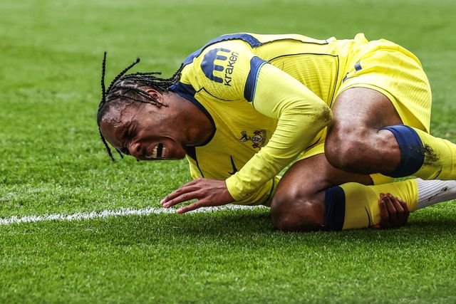 Mathys Tel of Tottenham Hotspur is fouled by Trai Hume of Sunderland during the Premier League match Sunderland vs Tottenham Hotspur at Stadium Of Light, Sunderland, United Kingdom on 12 April 2026

(Photo by Alfie Cosgrove/News Images)
