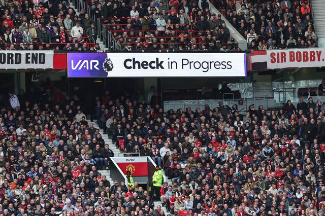 VAR check on Matheus Cunha of Manchester United’s goal during the Premier League match Manchester United vs Nottingham Forest at Old Trafford, Manchester, United Kingdom on 17 May 2026

(Photo by Mark Cosgrove/News Images)