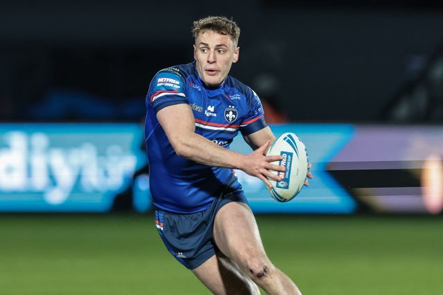 Jake Trueman of Wakefield Trinity breaks with the ball during the Betfred Challenge Cup round 4 match Wakefield Trinity vs Leeds Rhinos at DIY Kitchens Stadium, Wakefield, United Kingdom on 13 March 2026

(Photo by Mark Cosgrove/News Images)