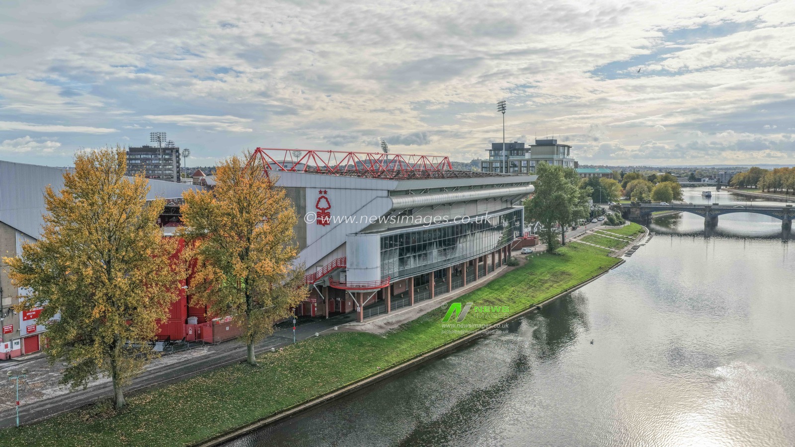 An aerial general view of the world famous City Ground during the UEFA Europa League Matchday 3 of 8 Nottingham Forest vs Porto at City Ground, Nottingham, United Kingdom, 23rd October 2025

(Photo by Mark Cosgrove/News Images)