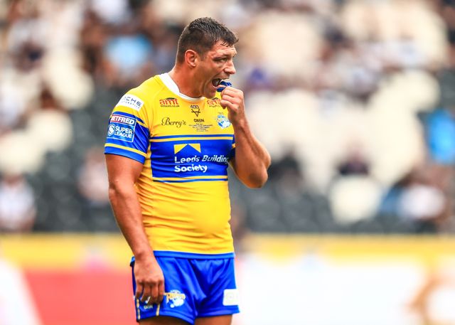 Ryan Hall  of Leeds Rhinos during the Betfred Super League Round 24 match Hull FC vs Leeds Rhinos at MKM Stadium, Hull, United Kingdom, 30th August 2025

(Photo by Richard Bierton/News Images)