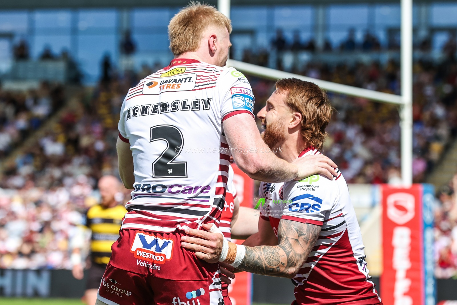 Adam Keighran of Wigan Warriors celebrates his try during the Betfred Super League round 15 match York Knights vs Wigan Warriors at LNER Community Stadium, York, United Kingdom on 20 June 2026

(Photo by Alfie Cosgrove/News Images)
