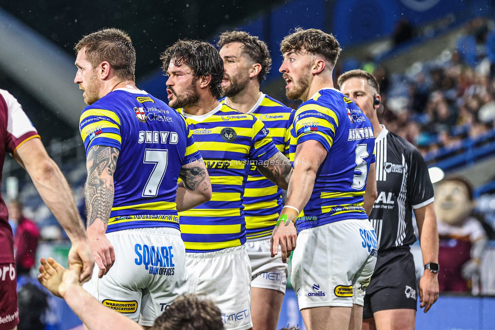Matty Ashton of Warrington Wolves appeals for a try during the Betfred Super League round 10 match Huddersfield Giants vs Warrington Wolves at Accu Stadium, Huddersfield, United Kingdom on 02 May 2026

(Photo by Alfie Cosgrove/News Images)