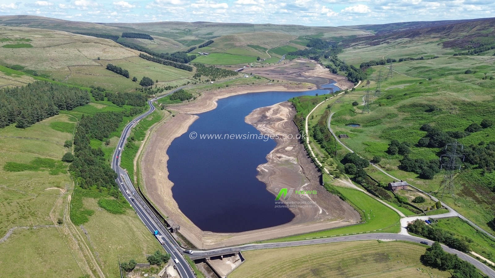 Hosepipe ban announced in parts of UK as water levels appear low at Woodhead Reservoir, Glossop, United Kingdom, 10th July 2025

(Photo by Alfie Cosgrove/News Images)