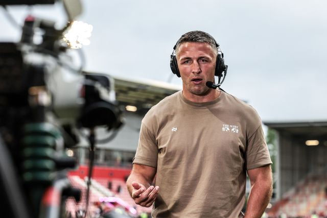Sam Burgess manager of Warrington is interviewed after the game during the Betfred Super League round 20 match Leigh Leopards vs Warrington Wolves at Leigh Sports Village, Leigh, United Kingdom on 25 July 2026

(Photo by Alfie Cosgrove/News Images)
