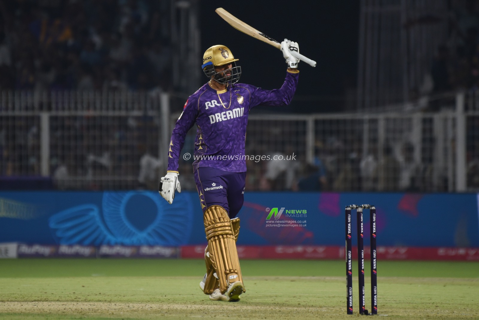 Kolkata Knight Riders' Kolkata Knight Riders' Venkatesh Iyer celebrates after scoring fifty runs during the Indian Premier League (IPL) Twenty20 cricket match between Kolkata Knight Riders and Sunrisers Hyderabad at the Eden Gardens in Kolkata on April 3, 2025..Photo by Debajyoti Chakraborty.(Photo: Debajyoti Chakraborty/News Images)