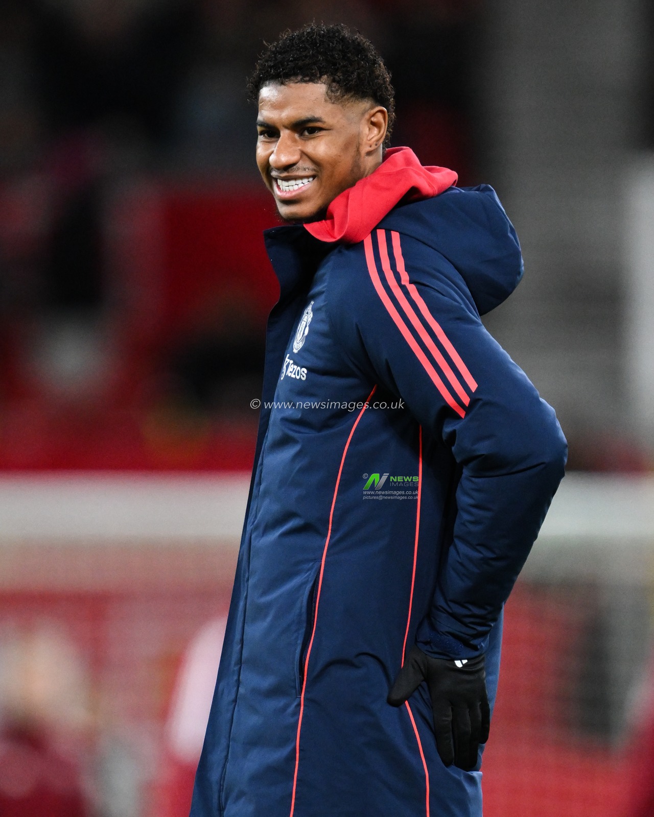 Marcus Rashford of Manchester United is all smiles after being back in the match day squad during the Premier League match Manchester United vs Newcastle United at Old Trafford, Manchester, United Kingdom, 30th December 2024

(Photo by Craig Thomas/News Images)