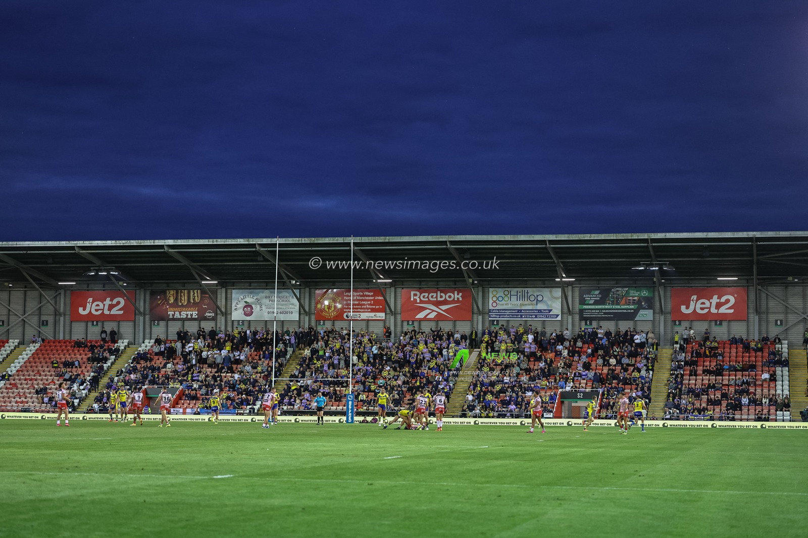 Traveling Warrington fans during the Betfred Super League Round 20 Leigh Leopards vs Warrington Wolves at Leigh Sports Village, Leigh, United Kingdom, 1st August 2025

(Photo by Mark Cosgrove/News Images)