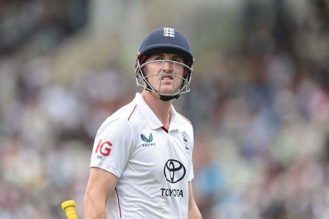 A dejected Harry Brook of England leaves the field of play after been dismissed as Akash Deep of India bowls him out by LBW during the 2nd Rothesay Test Match day 5 England v India at Edgbaston, Birmingham, United Kingdom, 6th July 2025

(Photo by Mark Cosgrove/News Images)