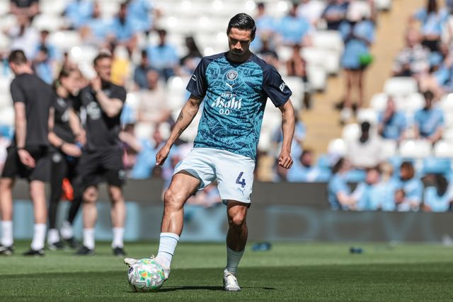 Tijjani Reijnders of Manchester City in the pregame warmup session during the Premier League match Manchester City vs Aston Villa at Etihad Stadium, Manchester, United Kingdom on 24 May 2026

(Photo by Mark Cosgrove/News Images)