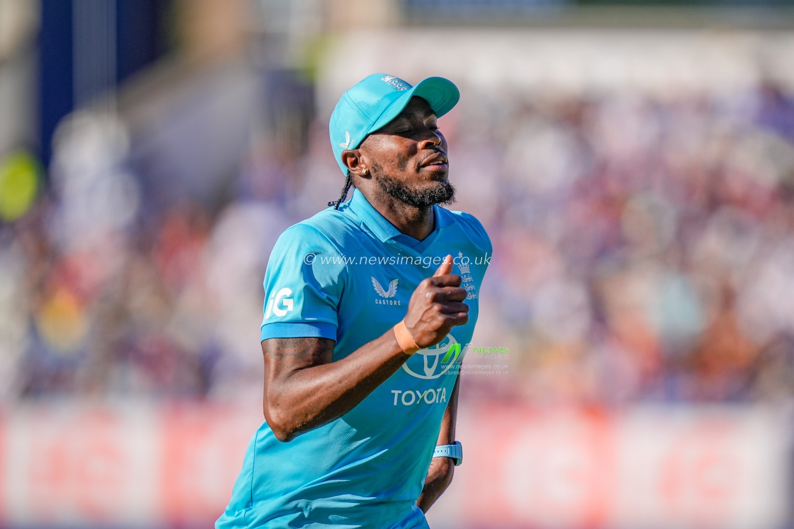 Jofra Archer of England chases after a loose ball during the 1st Metro Bank ODI match England vs India at Edgbaston, Birmingham, United Kingdom on 14 July 2026

(Photo by Maynard Manyowa/News Images)