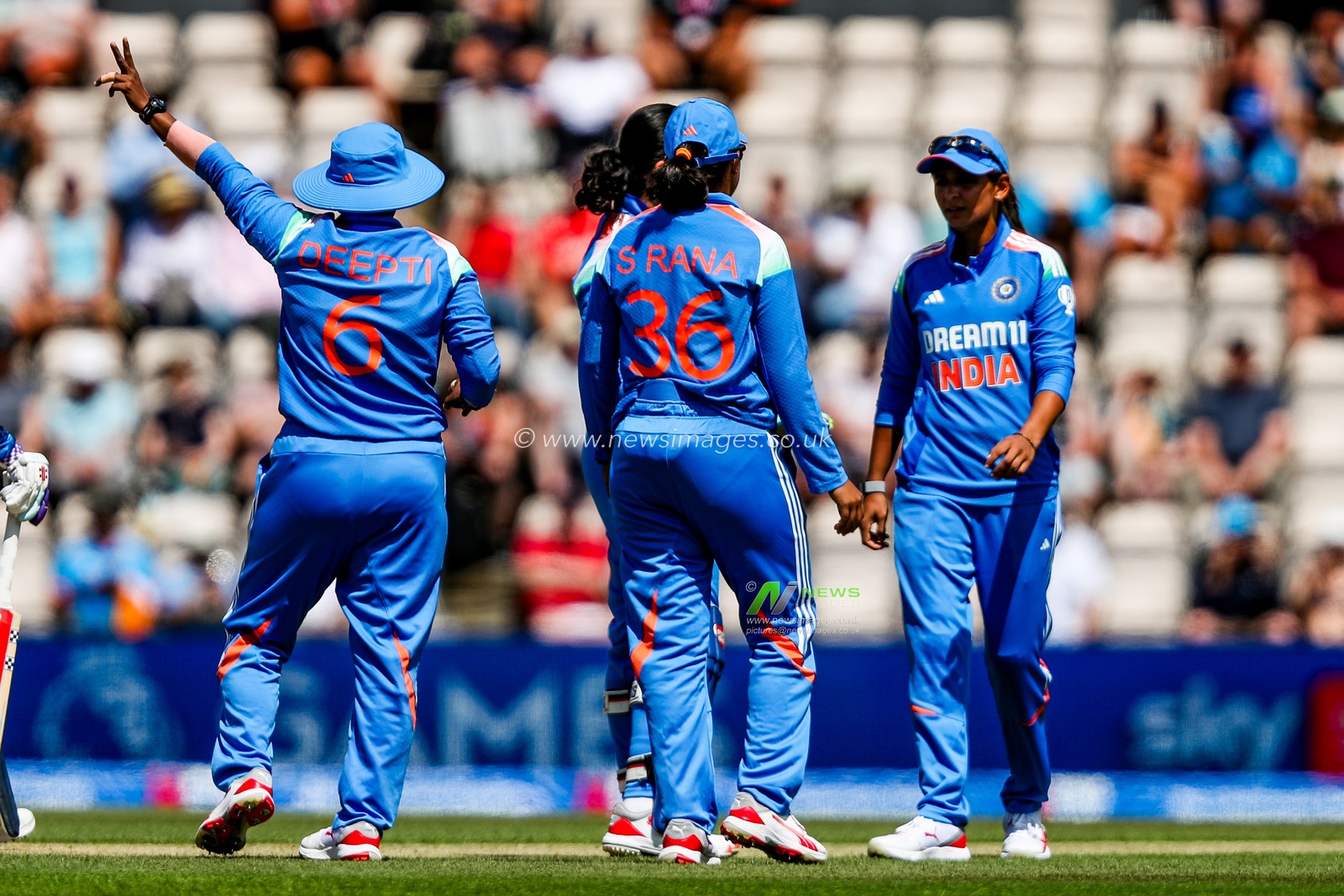 Kranti Gaud of India celebrates after her wicket during the 1st Metro Bank One Day International match England Women vs India Women at The Utilita Bowl, Southampton, United Kingdom, 16th July 2025

(Photo by Izzy Poles/News Images)