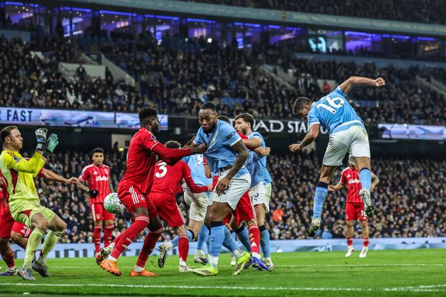 Rodrigo of Manchester City scores to make it 2-1 during the Premier League match Manchester City vs Nottingham Forest at Etihad Stadium, Manchester, United Kingdom on 04 March 2026

(Photo by Mark Cosgrove/News Images)