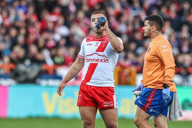 Mikey Lewis of Hull KR has a sip of water during the Betfred Super League Semi Final 2 match Hull KR vs St Helens at Sewell Group Craven Park, Kingston upon Hull, United Kingdom, 3rd October 2025

(Photo by Alfie Cosgrove/News Images)