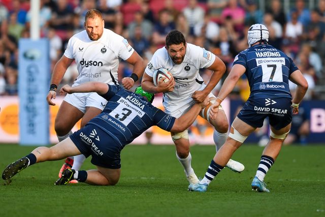 Charlie Ewels of Bath Rugby takes the ball into contact during the Gallagher Premiership match Bristol Bears vs Bath at Ashton Gate, Bristol, United Kingdom on 29 May 2026

(Photo by Alex Williamson/News Images)