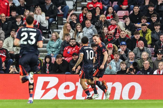 Chris Wood of Nottingham Forest celebrates his goal to make it 0-2 during the Premier League match Sunderland vs Nottingham Forest at Stadium Of Light, Sunderland, United Kingdom on 24 April 2026

(Photo by Alfie Cosgrove/News Images)
