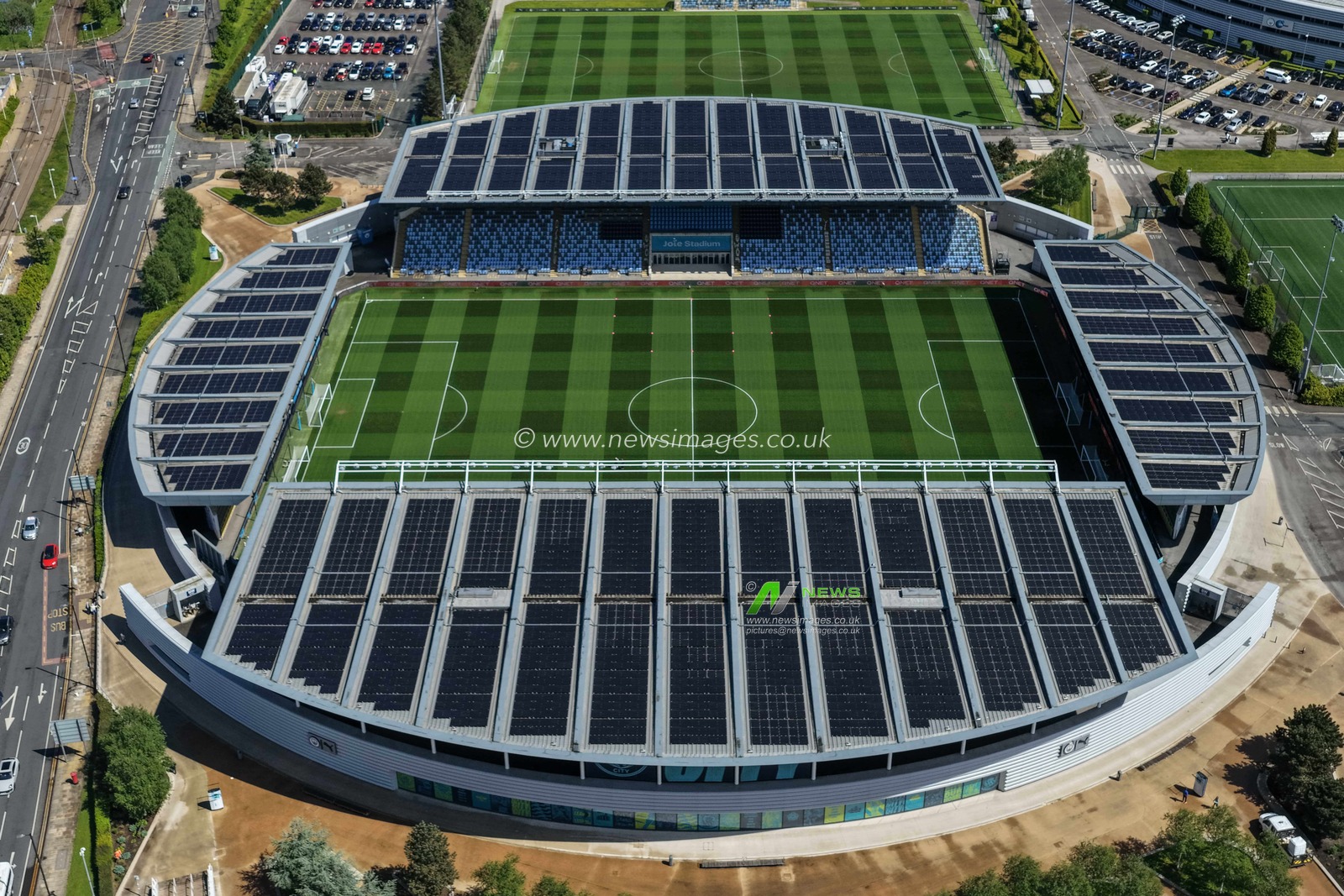 An aerial view of The Joie Stadium during the FA Youth Cup Final match Manchester City U18 vs Manchester United U18 at Joie Stadium, Manchester, United Kingdom on 14 May 2026

(Photo by Mark Cosgrove/News Images)