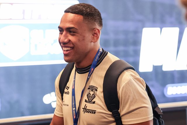 Albert Hopoate of Warrington Wolves arrives during the Betfred Super League Magic Weekend match Leigh Leopards vs Warrington Wolves at Hill Dickinson Stadium, Liverpool, United Kingdom on 04 July 2026

(Photo by Mark Cosgrove/News Images)