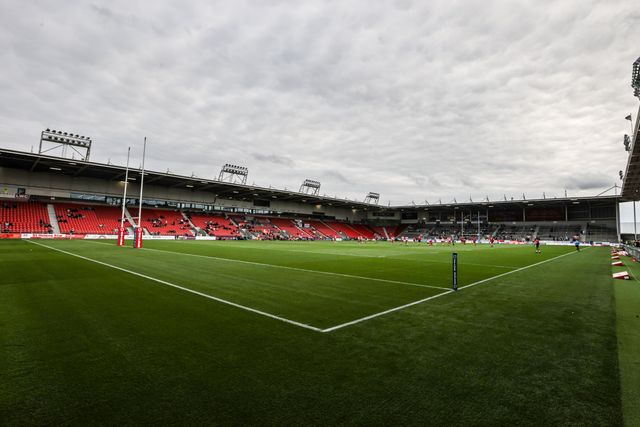 A general view of Totally Wicked Stadium ahead of the Betfred Super League round 23 match St Helens vs Hull FC at Totally Wicked Stadium, St Helens, United Kingdom, 22nd August 2025

(Photo by Alfie Cosgrove/News Images)
