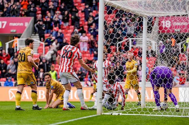 Jesurun Rak-Sakyi of Stoke City celebrates his goal to make it  1-1 during the Sky Bet Championship match Stoke City vs Blackburn Rovers at Bet365 Stadium, Stoke On Trent, United Kingdom on 11 April 2026

(Photo by Maynard Manyowa/News Images)