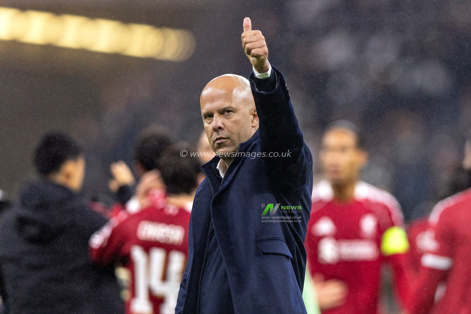 Arne Slot manager of Liverpool celebrates after Liverpool’s 1-5 victory in the UEFA Champions League Matchday 3 of 8 Eintracht Frankfurt vs Liverpool at Deutsche Bank Park, Frankfurt, Germany, 22nd October 2025

(Photo by Ian Stephen/News Images)
