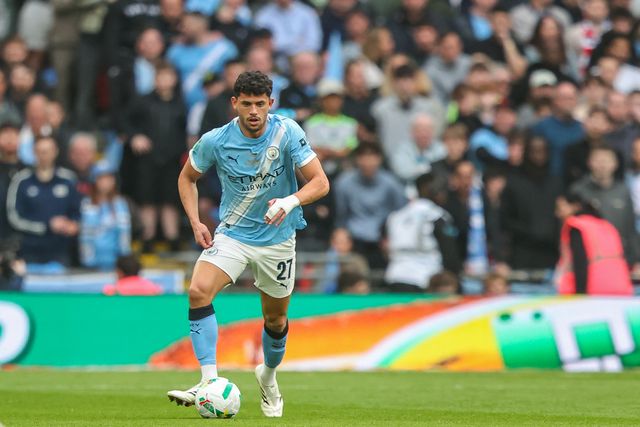 Matheus Nunes of Manchester City runs with the ball during the Carabao Cup Final match Arsenal vs Manchester City at Emirates, London, United Kingdom on 22 March 2026

(Photo by Alfie Cosgrove/News Images)