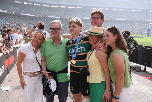 Archie McParland of Northampton Saints with family after the Gallagher PREM Final match Northampton Saints vs Exeter Chiefs at Allianz Stadium, Twickenham, United Kingdom on 20 June 2026.

(Photo by Alex Williamson/News Images)