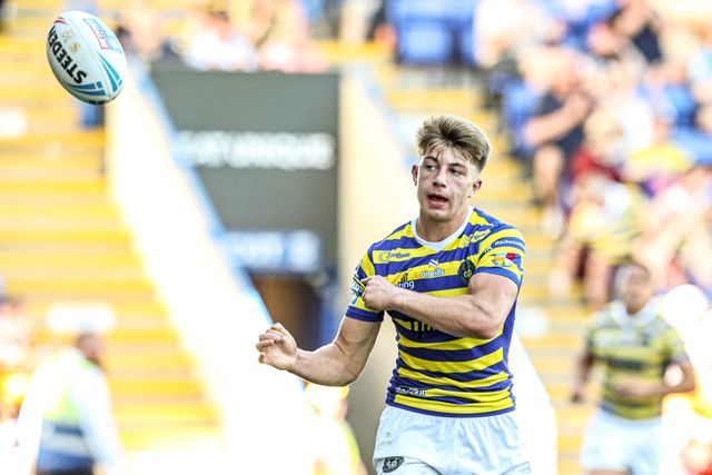 Ewan Irwin of Warrington Wolves celebrates his try during the Betfred Super League round 12 match Warrington Wolves vs Bradford Bulls at The Halliwell Jones Stadium, Warrington, United Kingdom on 24 May 2026

(Photo by Alfie Cosgrove/News Images)