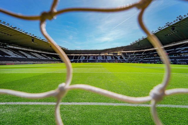 A general view of the pitch and stands during the Sky Bet Championship match Derby County vs Stoke City at Pride Park Stadium, Derby, United Kingdom on 06 April 2026

(Photo by Maynard Manyowa/News Images)