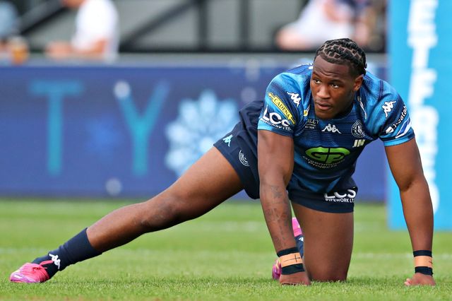 Junior Nsemba of Wigan Warriors before the Betfred Super League round 15 match Wakefield Trinity vs Wigan Warriors at DIY Kitchens Stadium, Wakefield, United Kingdom, 20th June 2025

(Photo by Sam Eaden/News Images)