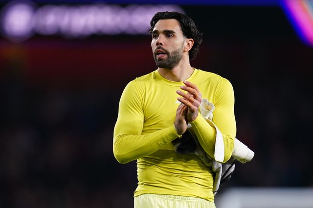 Arsenal goalkeeper David Raya at full time during the UEFA Champions League Quarter Finals match Arsenal vs Sporting CP at Arsenal stadium, London, United Kingdom on 15 April 2026

(Photo by Harvey Murphy/News Images)