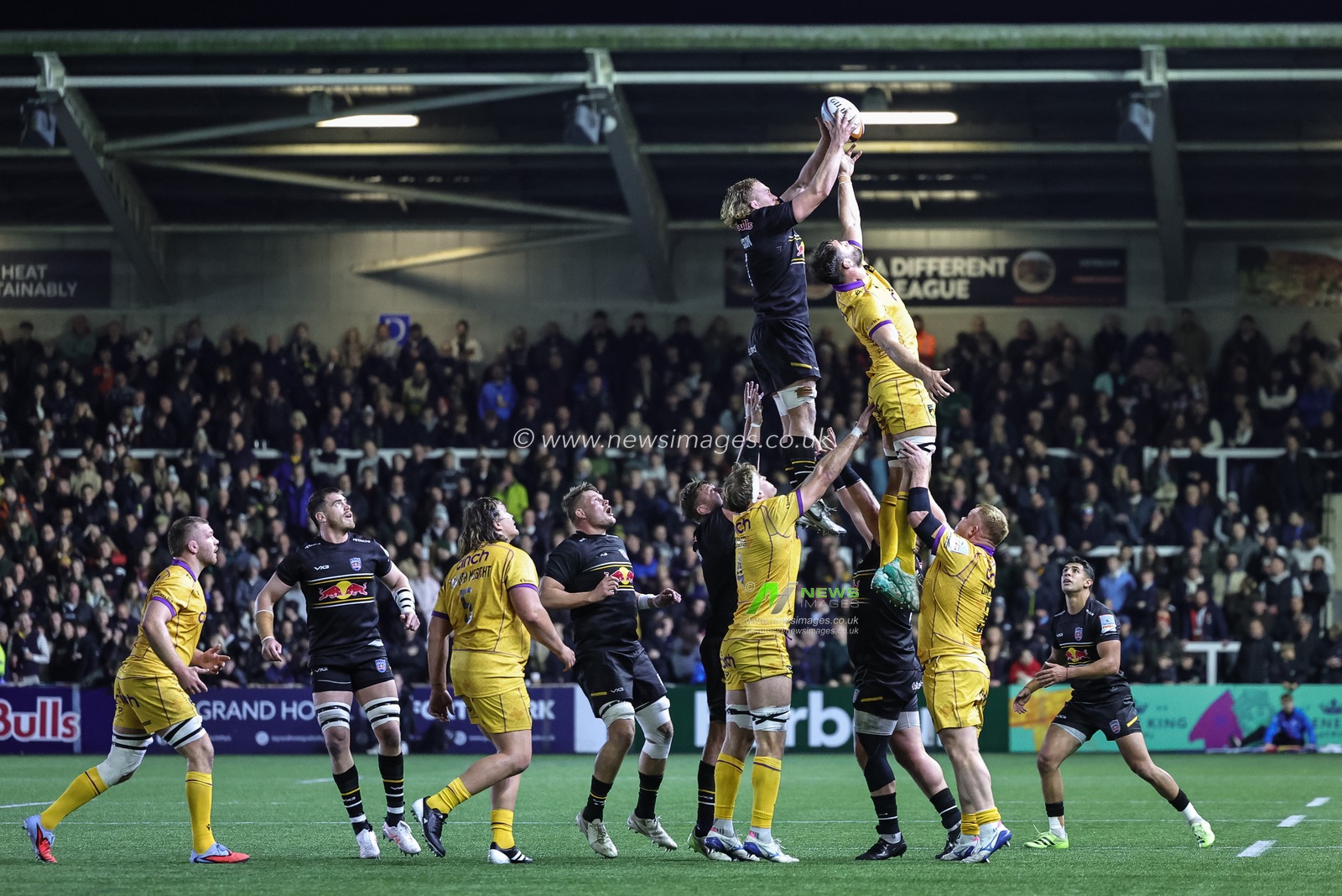 Tom Gordon of Newcastle Red Bulls and Josh Kemeny of Northampton Saints battle for the ball during the Gallagher Premiership match Newcastle Red Bulls vs Northampton Saints at Kingston Park, Newcastle, United Kingdom, 17th October 2025

(Photo by Mark Cosgrove/News Images)