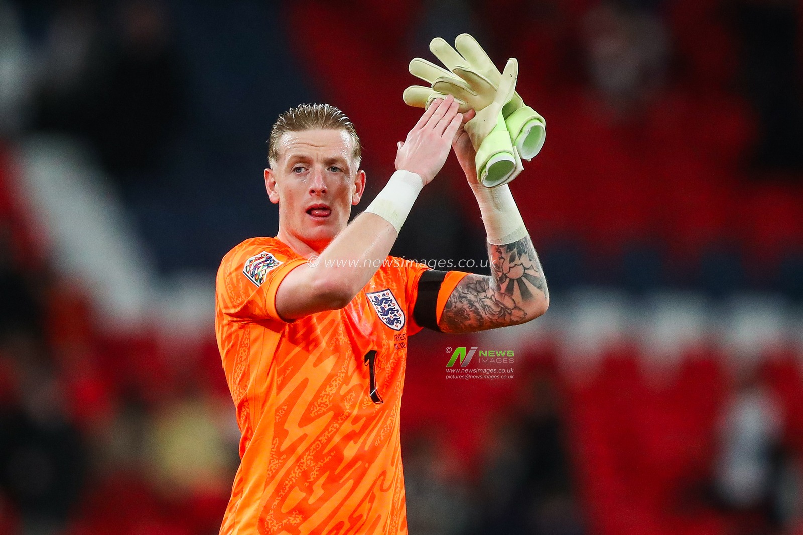 Jordan Pickford of England acknowledges the fans after the teams defeat following the UEFA Nations League - League B - Group B2 - match England vs Greece at Wembley Stadium, London, United Kingdom, 10th October 2024

(Photo by Gareth Evans/News Images)
