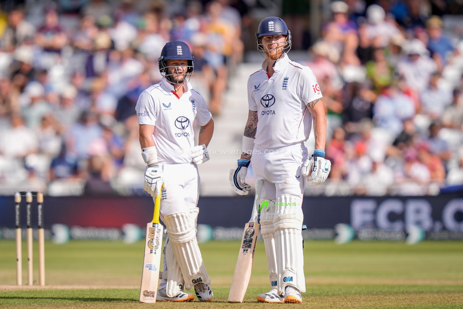 England captain Ben Stokes batting with Ben Duckett of England during the 3rd Rothesay Test Match Day 4 match England vs New Zealand at Trent Bridge, Nottingham, United Kingdom on 28 June 2026

(Photo by Maynard Manyowa/News Images)