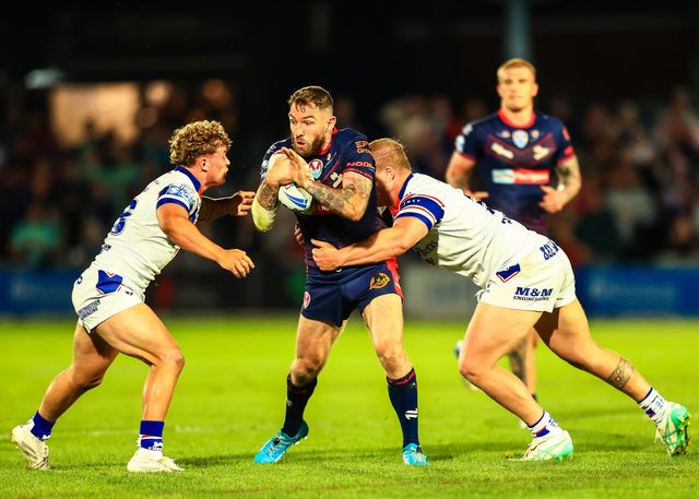 Daryl Clark of St. Helens in action during the Betfred Super League round 21 match Wakefield Trinity vs St Helens at DIY Kitchens Stadium, Wakefield, United Kingdom, 8th August 2025

(Photo by Richard Bierton/News Images)